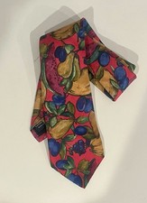 Vintage Lands’ End 100% Silk Necktie Tie Summer Fruit Made in USA Collectible