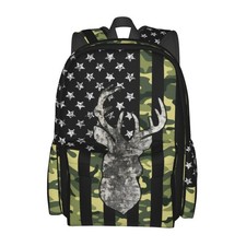 Camo Hunting American Flag Backpack Bookbag For Girls Boys School Lightweight...