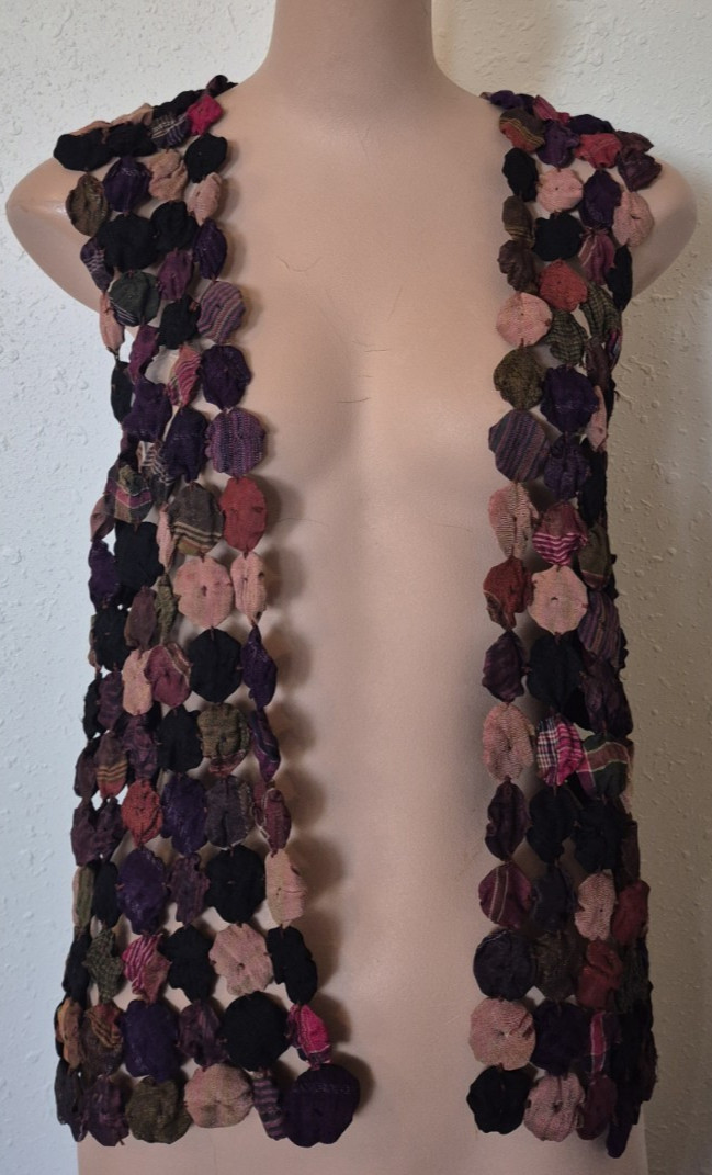 Handmade Yo Yo Patchwork Vest Multicolor Fall Win… - image 2