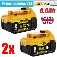 2 Pack 8.0AH Replacement for Dewalt batteries 18V XR DCB184 DCB182 DCB200 DCB115