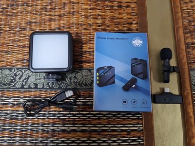 2 Lavalier Bluetooth Mikrofone + Videoleuchte , Android, Youtube , Tik Tok,