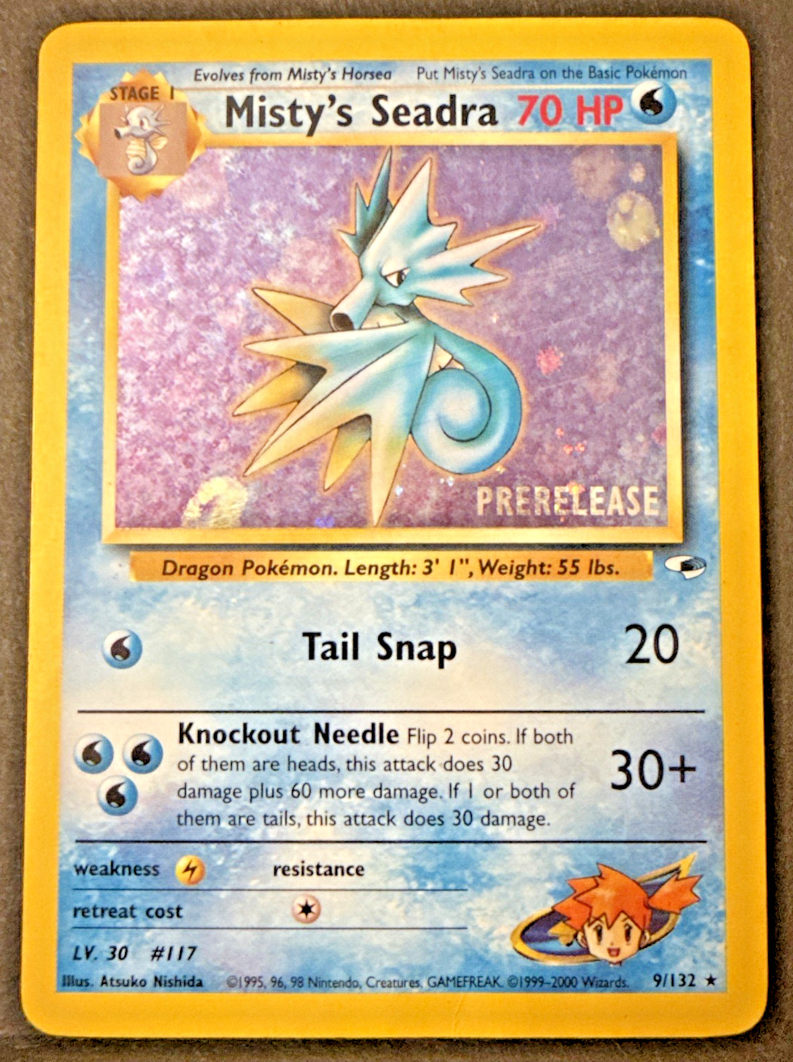Pokemon - Misty's Seadra 9/132 Gym Heroes Holo Rare WOTC Prerelease - LP