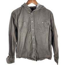Molokai Surf Co. 100 Cotton Gray Hooded Shirt Jacket Size Large