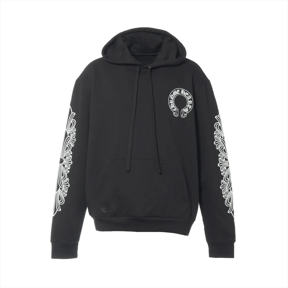 Chrome Hearts Horse Shoe Hoodie Cotton size M Black floral cloth sleeve