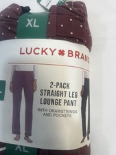 XL Lucky Brand 2-Pack Straight Leg Lounge Pant with Drawstrings and Pockets