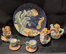 Miniature Mermaid Resin Tea Set; Vintage 1994 Very Rare Find