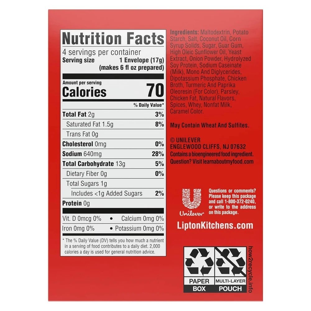 SOUP SECRETS Lipton Instant Soup Cream of Chicken 4 Count For a Warm Cup of Soup