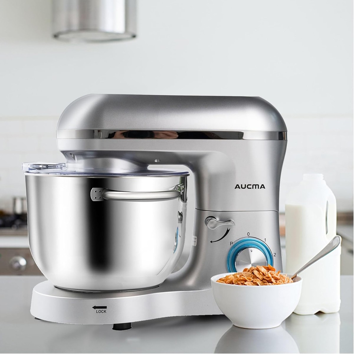 Aucma Stand Mixer 6.5QT 660W 6Speed Tilt-Head Food Mixer With