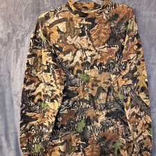 Vintage 90s Mossy Oak Mens L Camo Forest Floor Long Sleeve Shirt Hunting Pocket