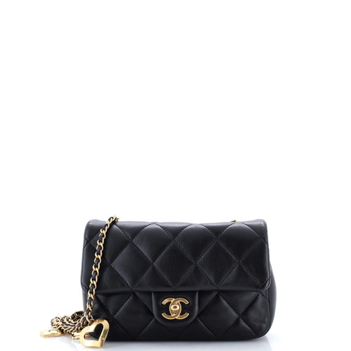 Chanel Heart Charms Flap Bag Quilted Lambskin Mini
