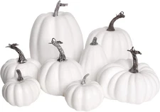 DERAYEE Fall Artificial Pumpkins, White Fake Pumpkins Thanksgiving 