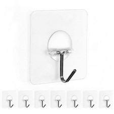 Wall Hooks, Transparent Adhesive Hangers, Rotatable Stainless Steel Hooks, Ea...