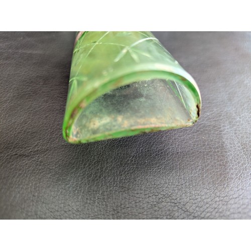 Jarrón antiguo vintage de vidrio de uranio grabado verde para coche tablero de instrumentos - Imagen 6 de 8