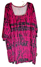 Women Within Dress/Tunic Tie Dye Pink & Black Size 3X 30/32 Boho Casual NWOT
