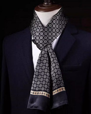 100 Silk men women Scarf neckerchief Wrap long dot beige black gray MY175-33