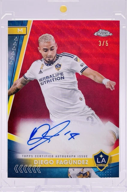 2024 Topps Chrome MLS Diego Fagundez AUTO RED Refractor /5 #CA-DF - LA Galaxy