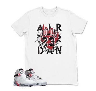 Shirt to match jd 8 White True Red Retro Air 8 BLACK/WHITE