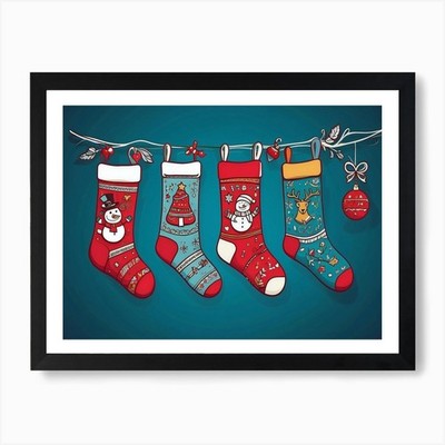 Weihnachtsstrümpfe Kunstdruck gerahmt Wandbild Poster Leinwanddruck Bild