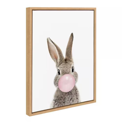 Sylvie ''Bubble Gum Bunny'' by Amy Peterson Art Studio Natural Framed Art Print 18
