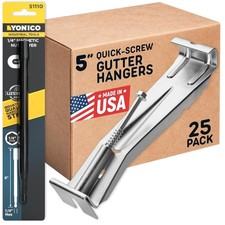 Quick Screw Gutter Hangers 5" - 25 Pack with Bonus Drill Bit