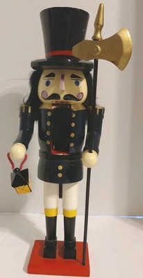 14 inches Christmas Nutcracker Holding  Lantern Light & VTG Axe