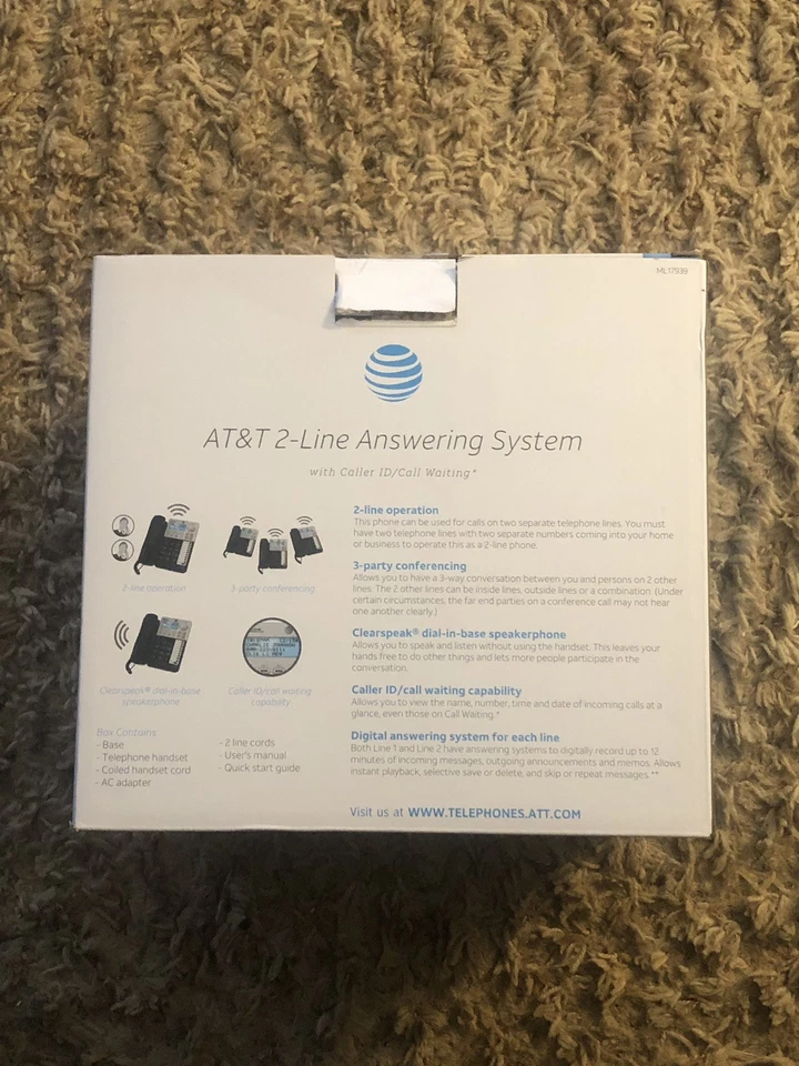 AT&T ML17939 2-Line Corded Speakerphone w/ Caller ID & Digital Answering System. - Image 2 of 3