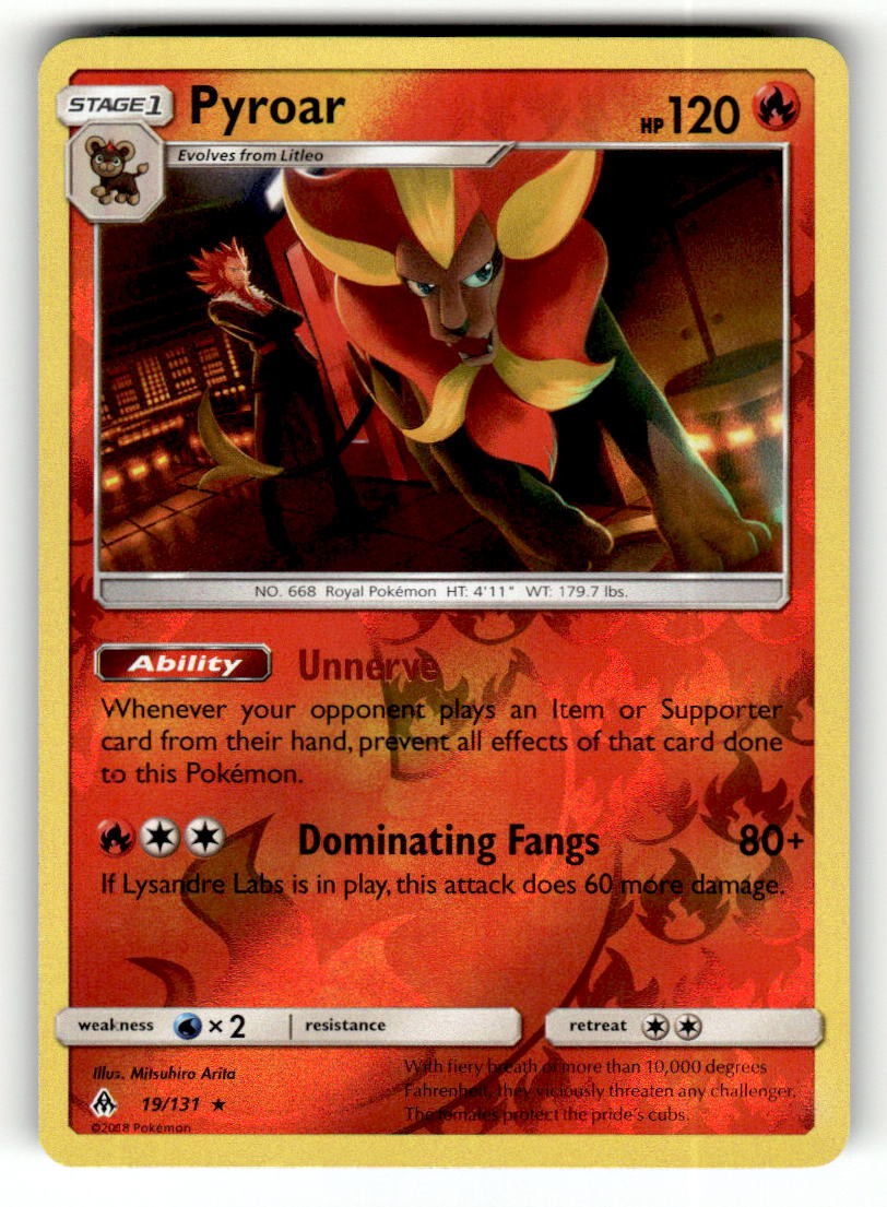 Pyroar 19/131 Rare Forbidden Light Reverse Holo Pokemon Lightly Played