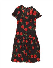 VINTAGE Womens Sheath Dress UK 10 Small Black Floral VT04