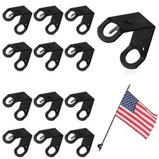12 PCS Black Aluminum Classroom Wall Flag Pole Bracket Mount Fits 2x3 Ft