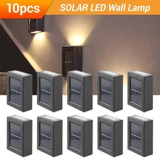Solar Power 2 LED Wall Mount Light Outdoor Garden Path Way Fence Yard Patio Lamp