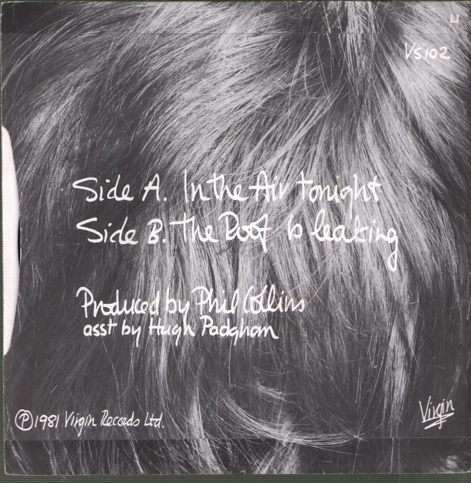 PHIL COLLINS IN THE AIR TONIGHT 7" VINYL 2 track 7" in pic sleeve (VS102) UK VIR - Image 2 of 2