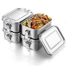 Stainless Steel Bento Box Metal Lunch Food Storage Containers Reusable 550 ml