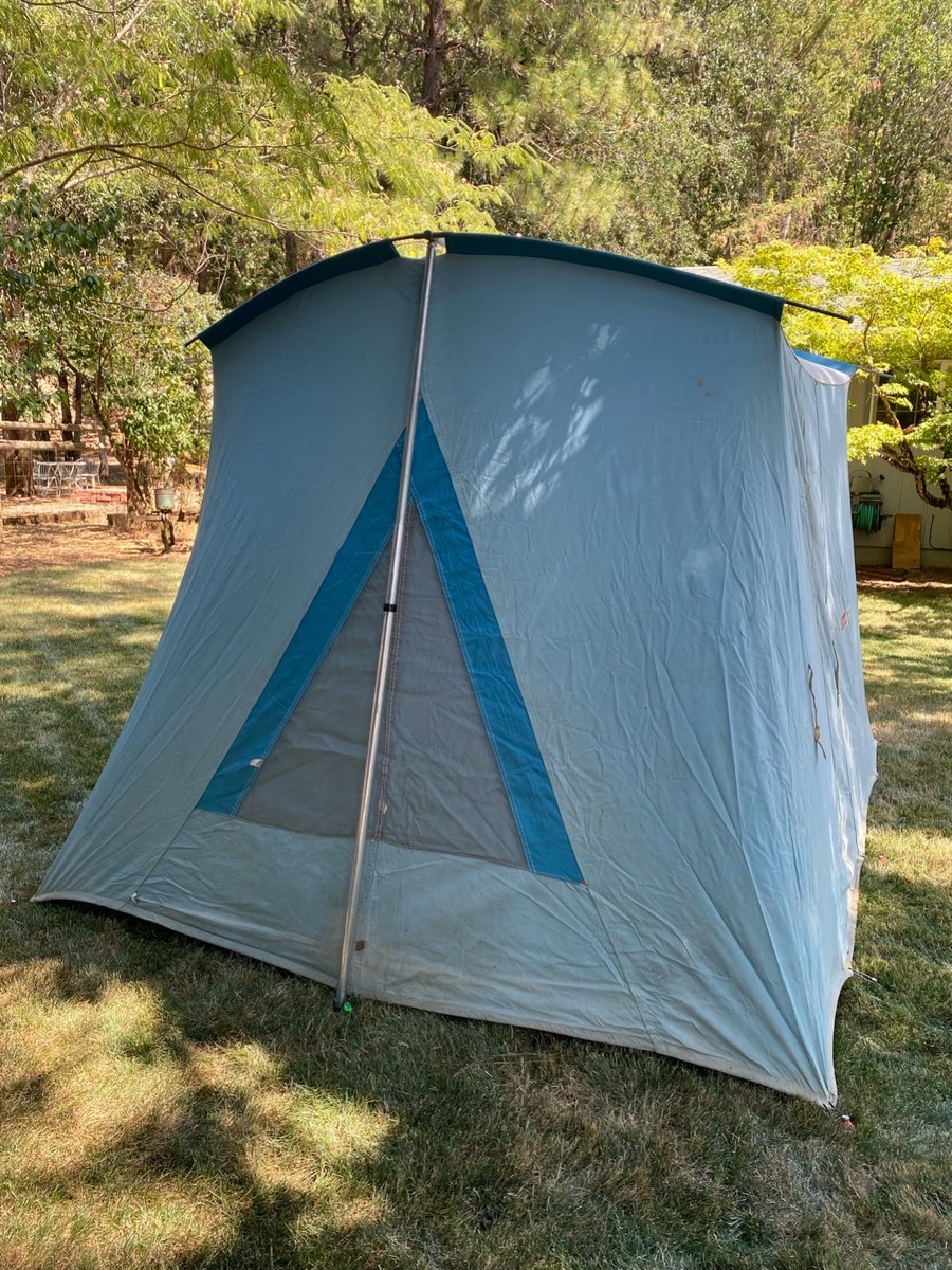Coleman Olympic Canvas Tent 10×8 Very Nice Vintage Coleman Olympic Canvas Springbar Tent Blue