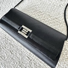 La Regale - Solid Black - Evening Bag Clutch Purse - Oval Shape - Satin Finish
