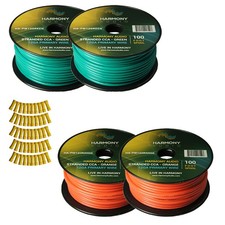 Harmony Car Primary 12 Gauge Power or Ground Wire 400 Feet 4 Rolls Green Orange