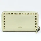 Valentino Studs Zip Around long wallet Ivory Italy leather Women 102163