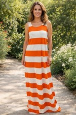 Ann Taylor LOFT size Medium Orange & White Colorblock Sundress Maxi