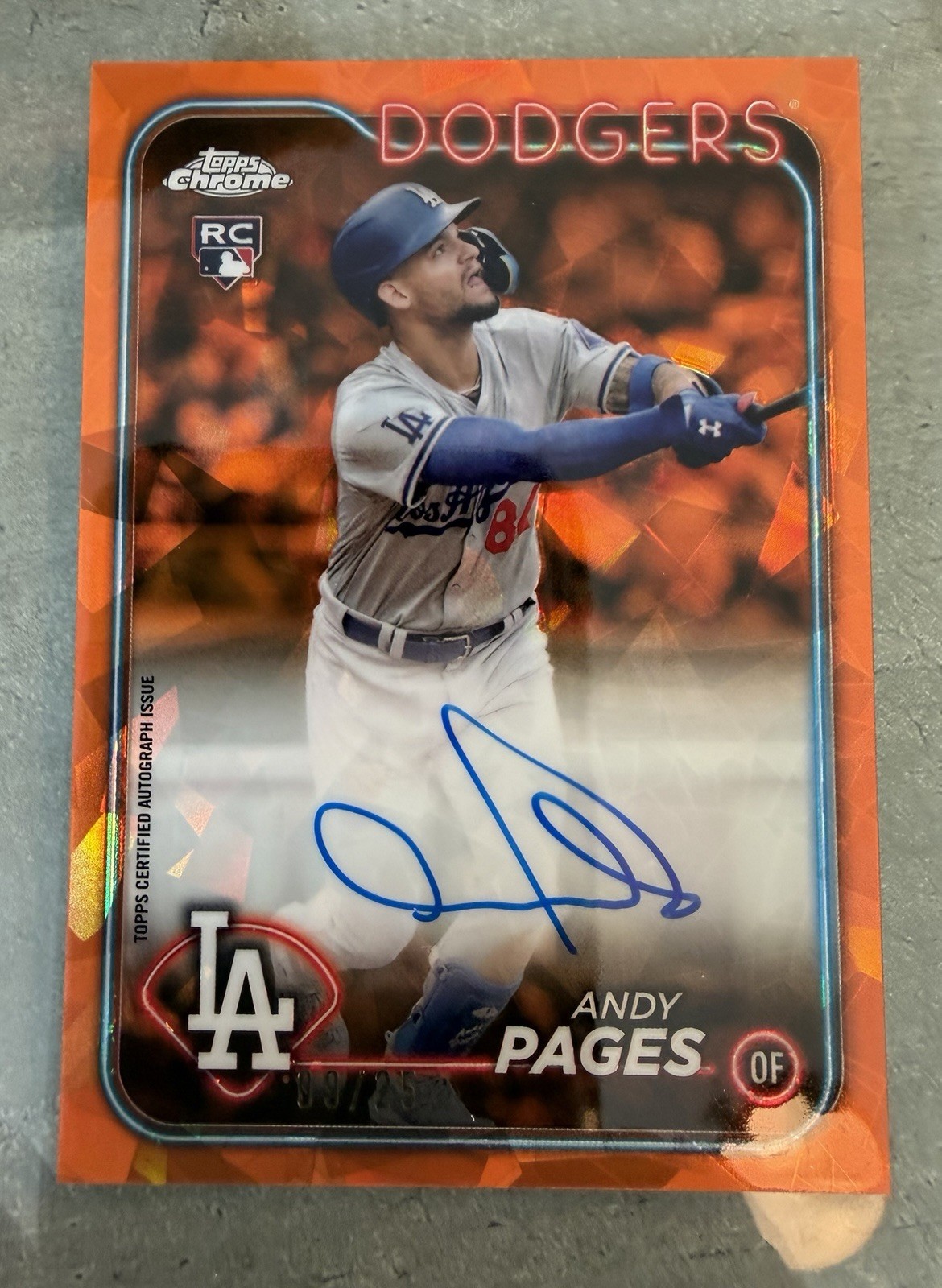 2024 Topps Chrome Update Andy Pages Sapphire Edition Orange AUTO/25 SSP Clean💎