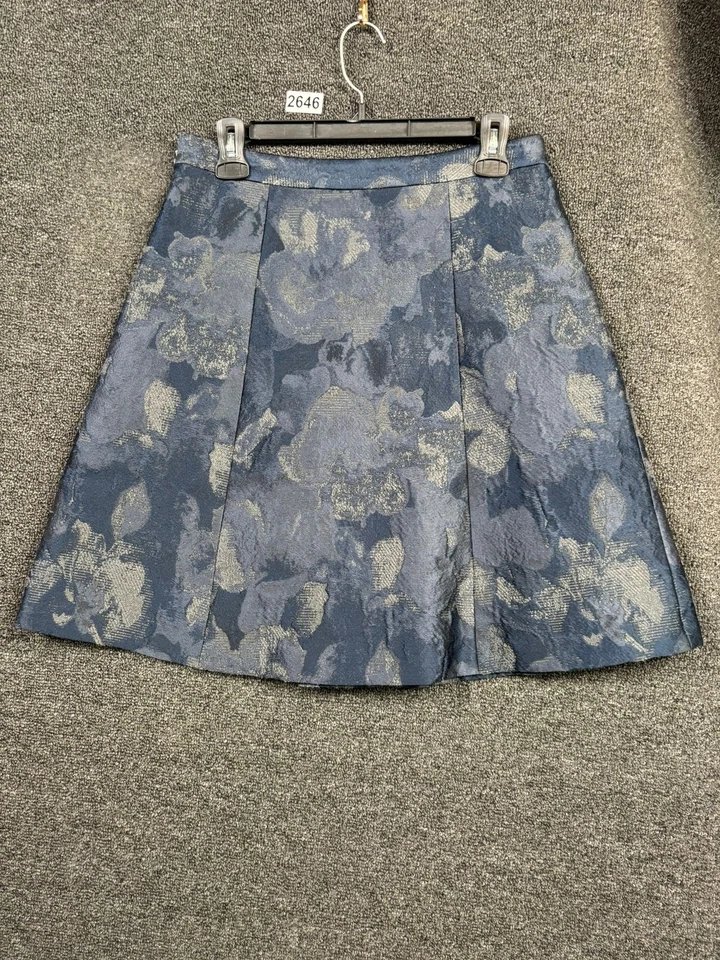 Юбка женская Elie Tahari 8 металлик цветочный жаккард шерстяная смесь плиссированная элегантная - Изображение 2 из 4