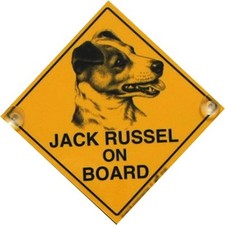 Deko Schild JACK RUSSEL ON BOARD /Motiv: Hund , Kunststoff-Schild mit Saugnäpfen