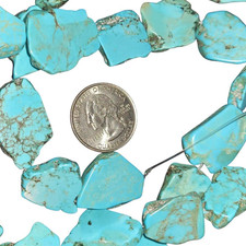 Blue Turquoise Freeform Slab Nugget Beads 20–25Mm, 15" Strand – Chunky Statement