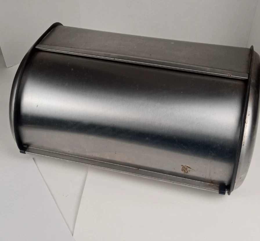 Stainless Steel Roll Top Bread Box Kitchen Storage 17" wide 10.5" x 7", some rus