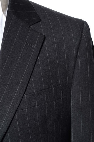40R Jos A Bank Travelers Dark-Gray Pinstriped Wool 2-Piece Suit 31x32 Trousers M - Picture 4 of 14