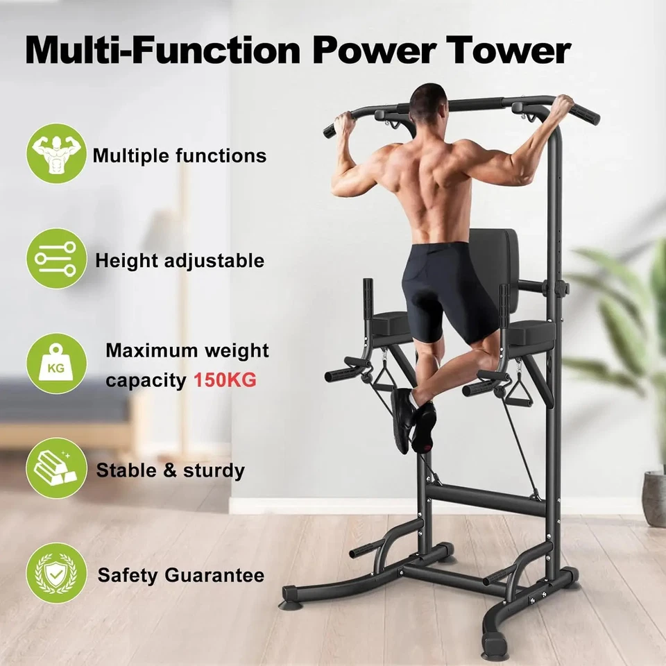 Attrezzo Trazioni Power Tower Dip Station Multifunzione Home Gym Trazioni - Immagine 2 di 4