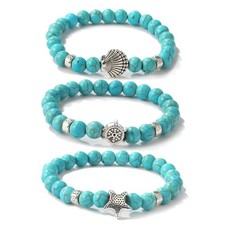 LETAJOY Turquoise Bracelet for Women,Healing Crystal Stone 6.7 Inch, Seashell