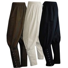 Men's Medieval Renaissance Pirate Pants Viking Ren Faire Large, Black