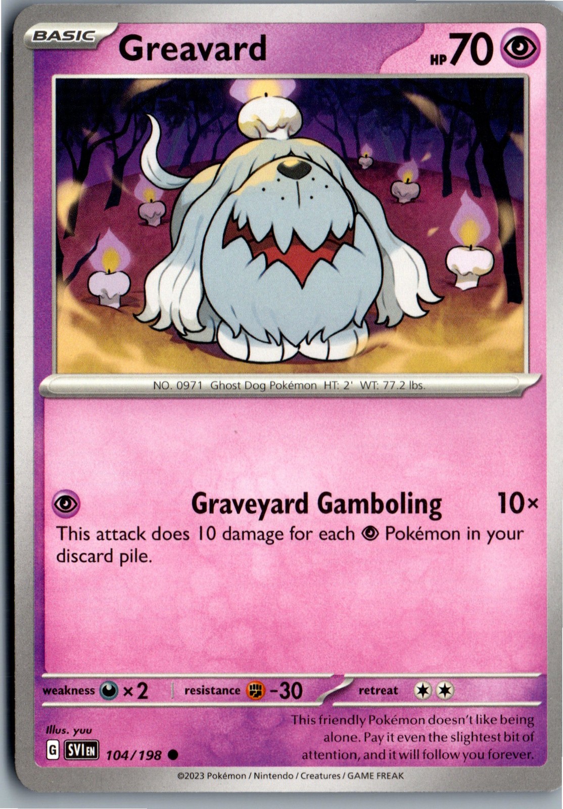 Greavard Scarlet & Violet 104/198 Pokemon Card