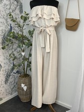 Ruffle Frill Strapless Jumpsuit with Tie Belt. Size 10-14. Wide Leg. New