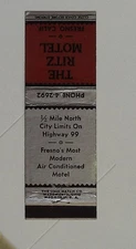 The Ritz Motel, Fresno, Ca., 1950s Vintage  Matchbook Cover