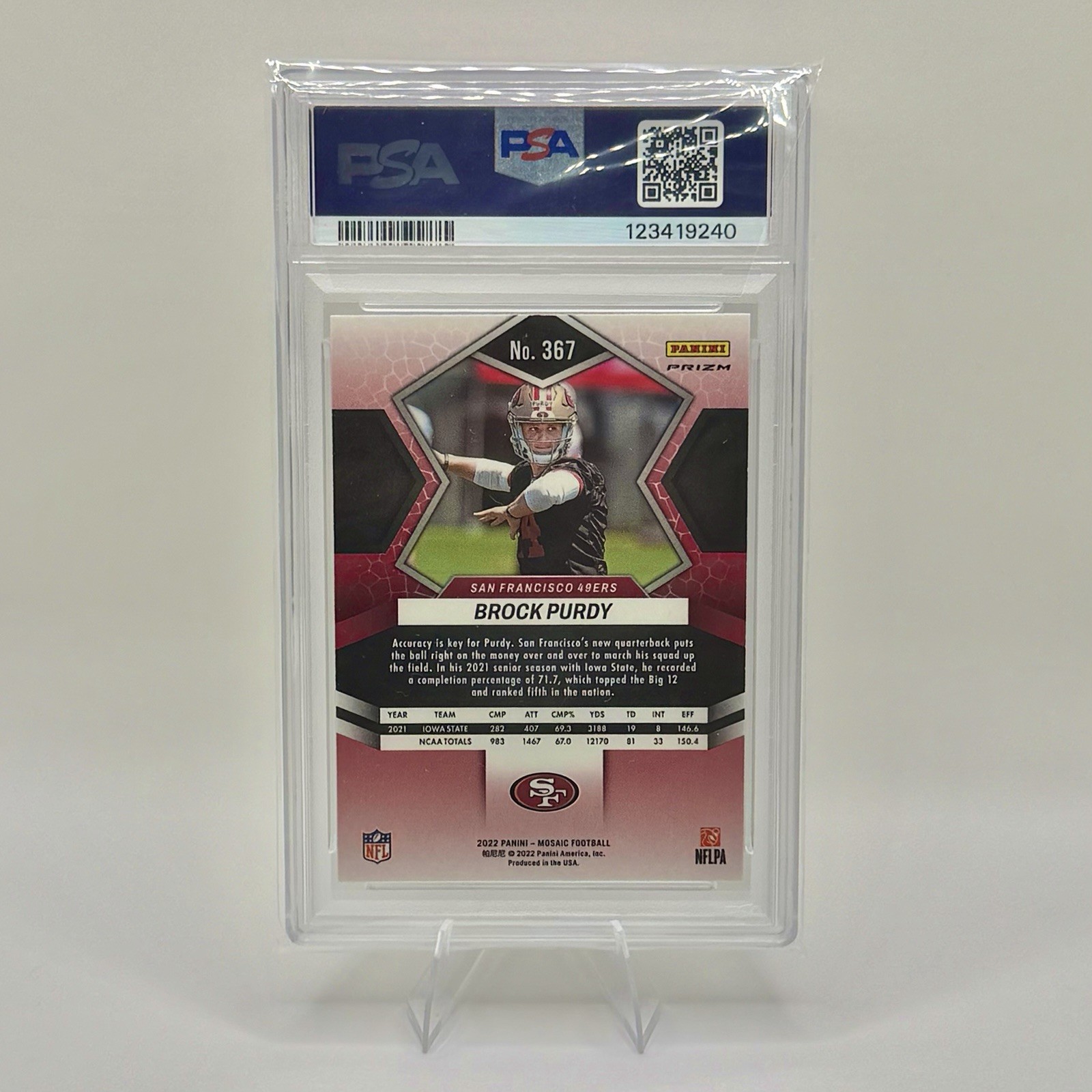 2022 Panini Mosaic - Rookies Brock Purdy #367 Green Mosaic Prizm (RC) view 2